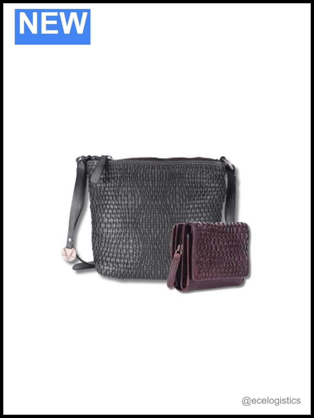 Genuine Leather Crossbody Bag & Wallet Set for Women Zipper Closure